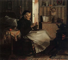 Une vieille femme tricotant, c.1893
